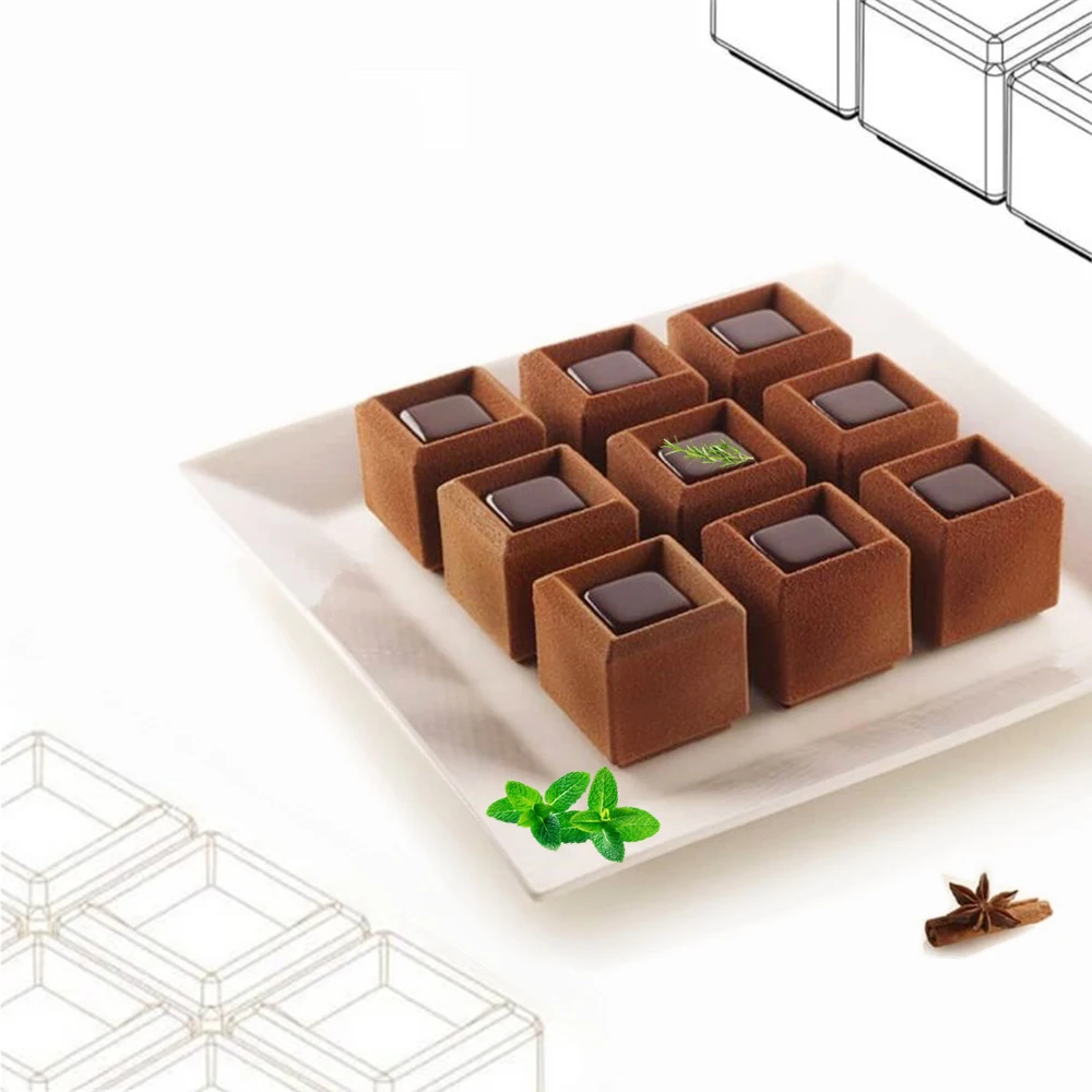 Silicone Square Shaped Mold Chocolate Mousse Ice Cream Pudding Dessert Baking Molds Cake Decoration Tools Kitchen Accessories