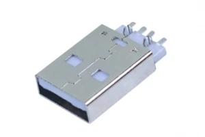 

100pcs USB 2.0 A type male plug right angle SMT PCB mount 2 fork location 4 pin surface mount type white insulator