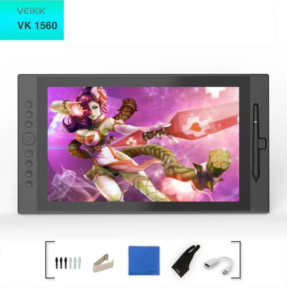 Цифровой планшет для рисования VEIKK VK1560 с пассивным пером 8192 уровней совместим
