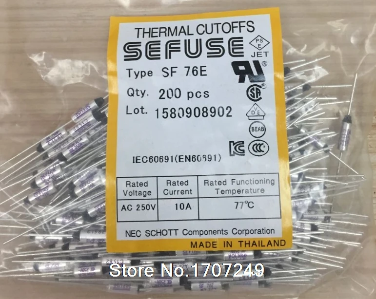 SF76E SEFUSE Cutoffs Thermal Fuse 77°C 77 Degree 10A 250V 