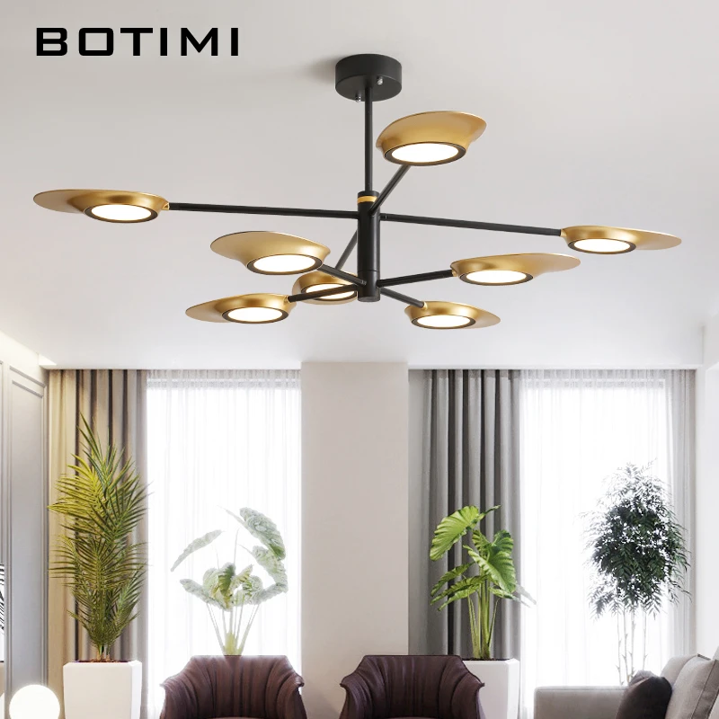 Дизайнерский светодиодный светильник BOTIMI с металлическим абажуром для гостиной, белые современные люстры для столовой, золотые потолочные люстры