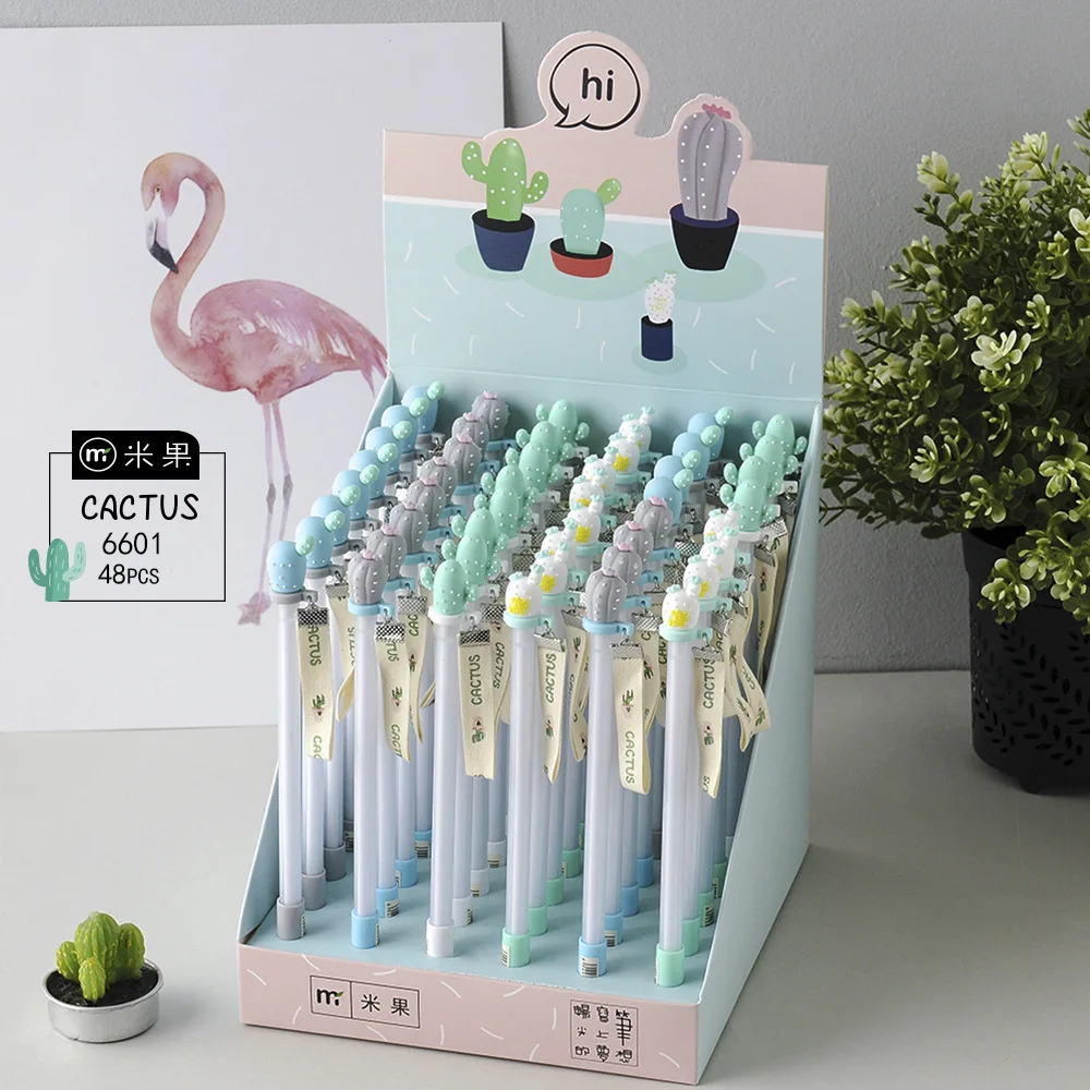 

1 pcs Gel Pens Cartoon Cactus black colored gel-ink pens for writing Cute stationery office school supplies
