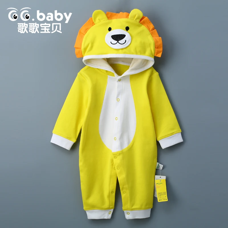 

Newborn Baby Rompers Clothes Cotton Ears Hooded Suits Infant Jumpsuit Outwear Animal Lion Baby Boys Girls Jumpsuit Clothing