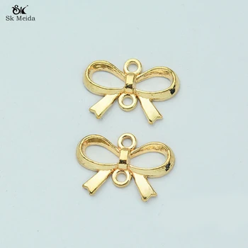 

10PCS 21MM Wholesale Gold Double Bow Hanging Decorative Jewelry Supplies Connectors For Jewelry DIY Jewelry Accessories TK-74