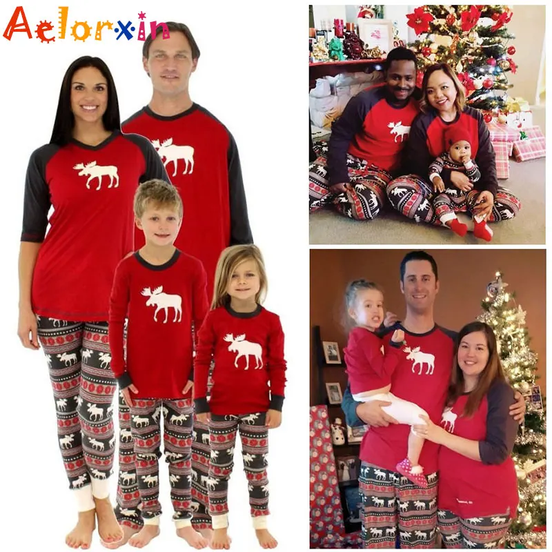 

Christmas Pajamas For Family Matching Outfits Set Deer Adult Women Kids Baby Reindeer Sleepwear Nightwear Pjs Clothing Xmas