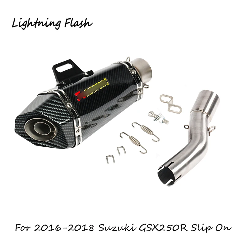 

Slip On Motorcycle Exhaust Pipe for 2016 2017 2018 Suzuki GSX250R Stainless Steel Mid Link Elbow + 51 mm Tail Escape Muffler