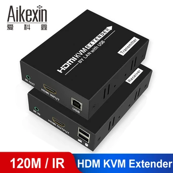 

HDMI Extender 100m 120m with mouse control 1080P HDMI KVM Extender Over Cat 5e/Cat6 Lan RJ45 Network Cable HDMI Extender with IR