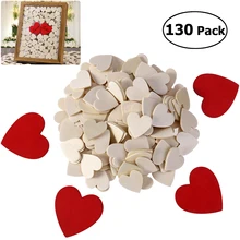 130 шт в форме сердца деревянная заготовка необработанные ремесла поставки Лазерная деревянная Свадебная декорация обучение DIY аксессуары