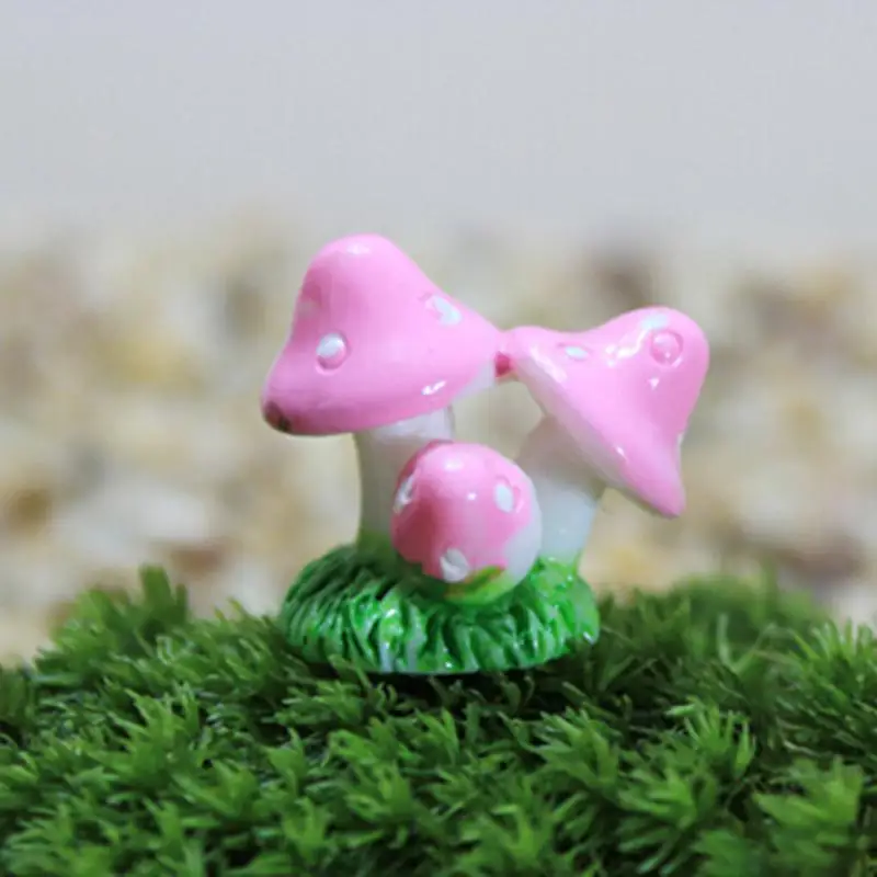 Mini Mushroom Ornament 1 Pcs Resin Mushrooms Fairy Garden Ornament Bonsai Plants Pots Fairy DIY Doll House Decoration