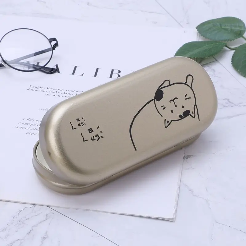 

Glasses Box Metal Hard Case Protective Sunglasses Goggles Spectacles With Wipe Cloth Cleaning Eyewear Supplies