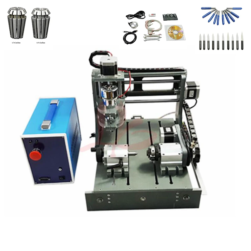 

300W spindle mini cnc router 3020 with free V cutter tools and ER11 collet chuck for hobby DIY work