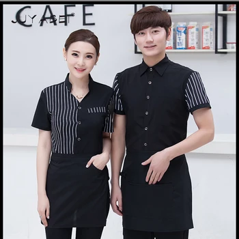 

2019 Hotel Work Clothes Summer Men and Women Restaurant Western Restaurant Uniforms Coffee Shop Cooking Chef Short Sleeve Shirt