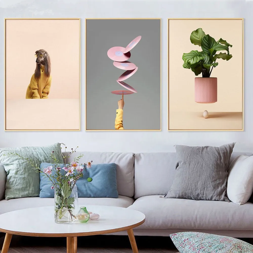 Modern-Style-Green-Plant-Rose-Posters-and-Prints-Wall-Art-Canvas-Painting-Dog-Wall-Pictures-for (3)