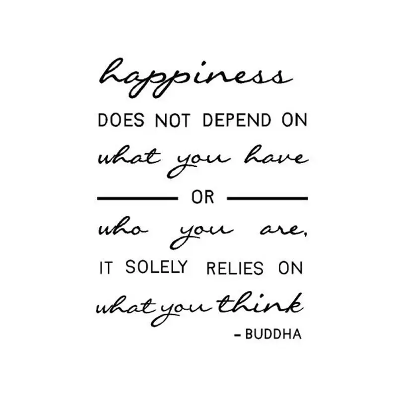 Будда Наклейка на стену с цитатой-счастье полагается на то, что вы думаете-буддизм настенные художественные наклейки Декор 80x60 см Z2061