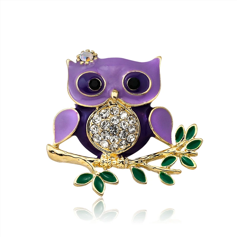 2018 Animal Pins and Brooches for Women Rhinestone Brooch Owl Pin Badge for Clothes Enamel