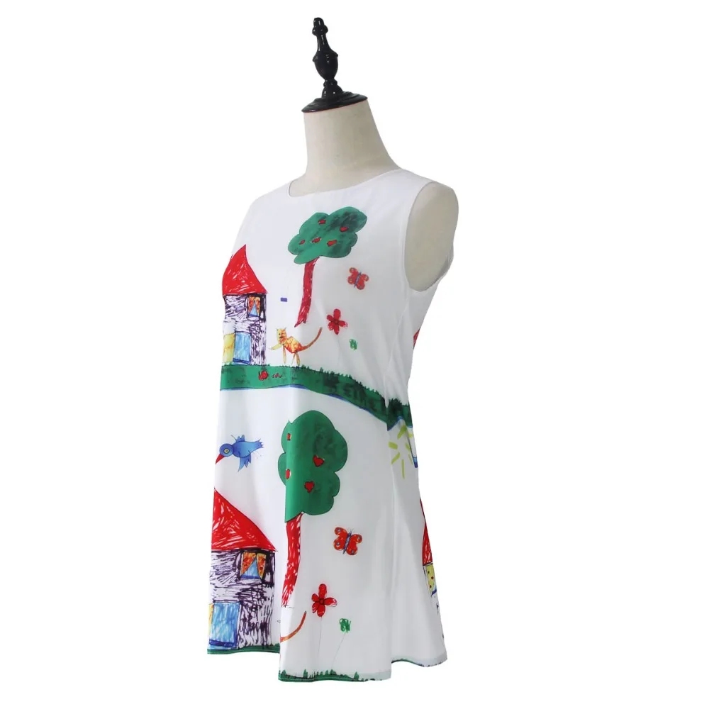 Летнее платье без рукавов с цветочным принтом повседневное женское выше колена