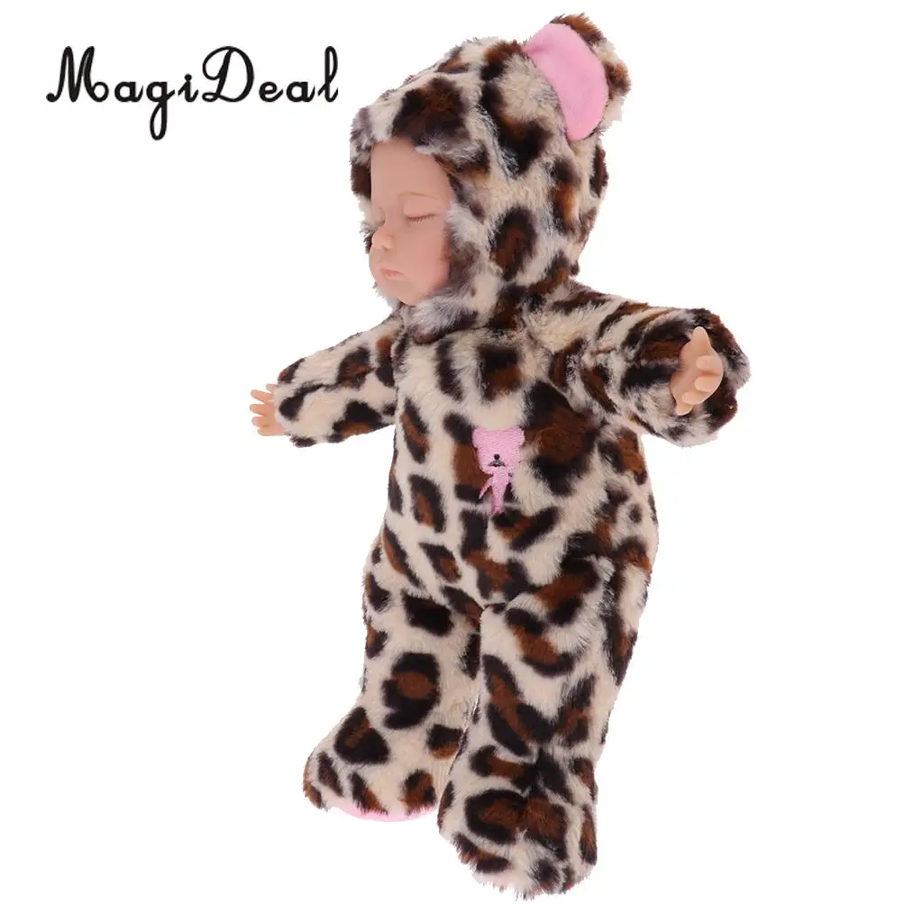 Realistic Sleeping Newborn Baby Dolls Silicone Lifelike Baby Toys Wearing Plush Romper Kids Toy Gift Playmate 
