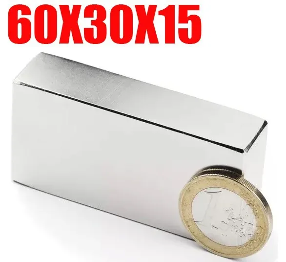 

60*30*15 2pc magnet big super strong block magnets rare earth neodymium 60 x 30 X 15 mm N35
