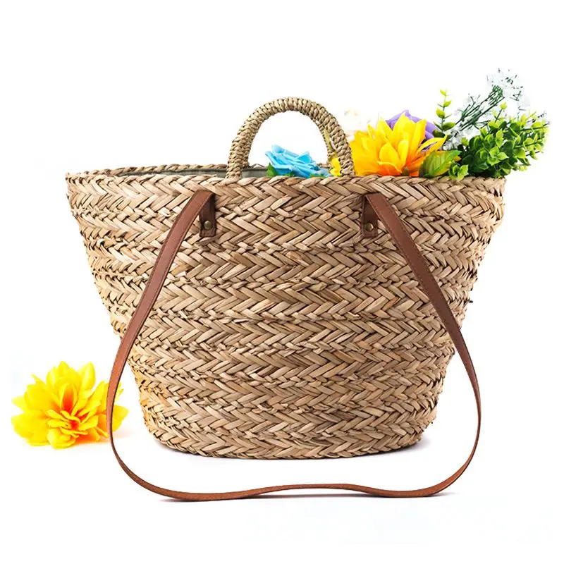 

new Straw+Polyester bag fashion leisure straw bag quality craft paper holiday weaving handbag beach bag