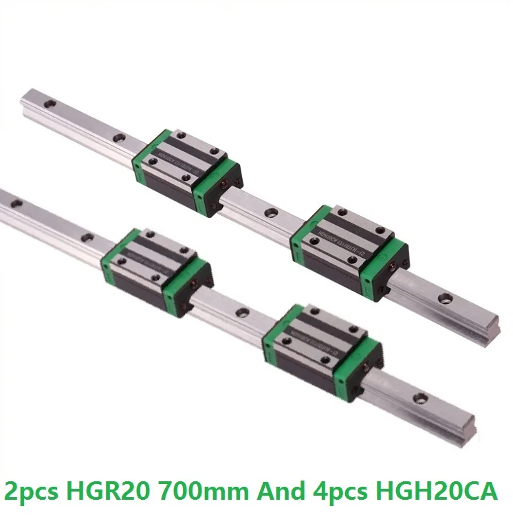 

2 шт. линейная направляющая HGR20-L 700 мм и 4 шт. HGH20CA линейные узкие скользящие блоки ЧПУ части маршрутизатора
