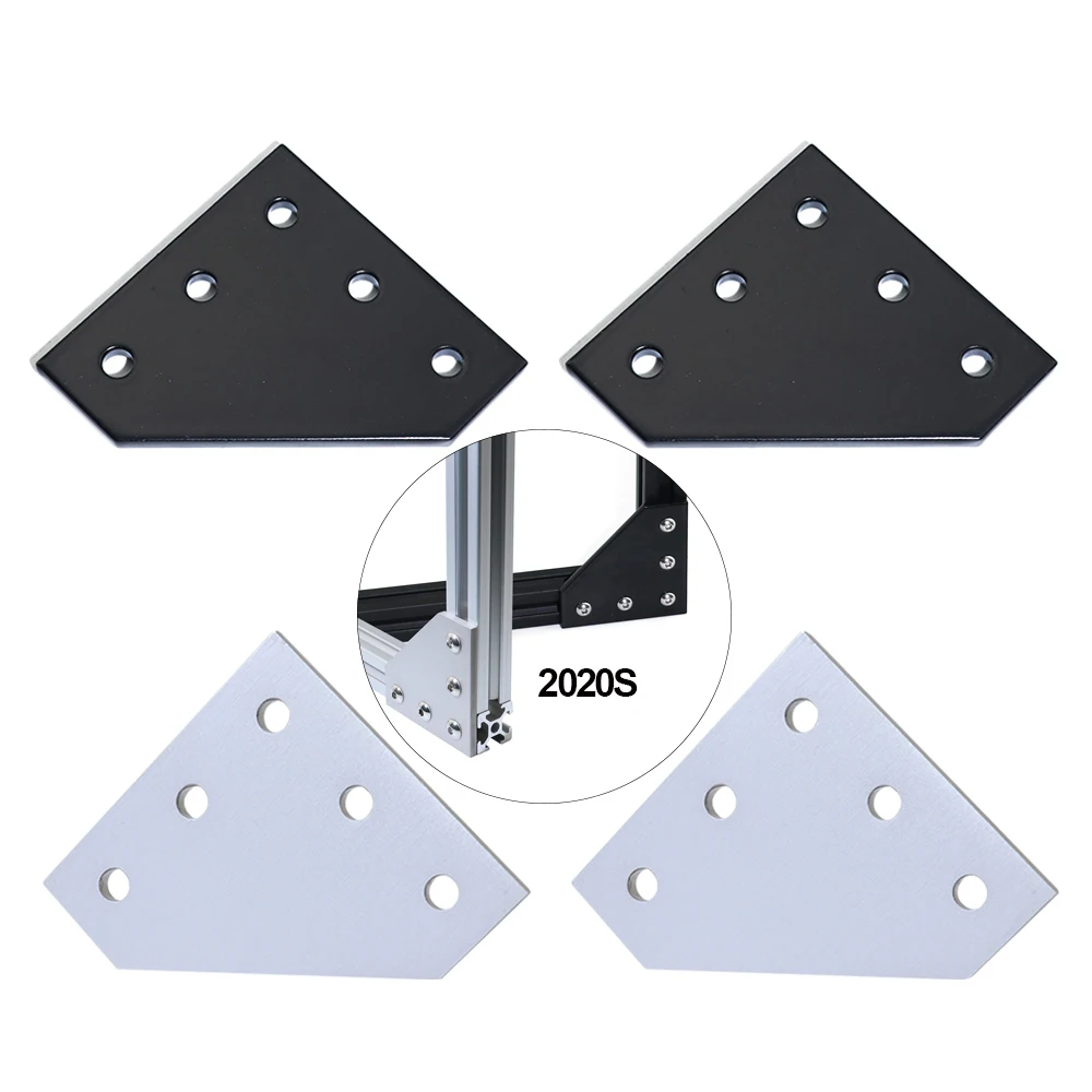 12Pcs 5 Hole 90 Degree Joint Board Plate Corner Angle Bracket Connection Joint Strip for 2020 Alumin