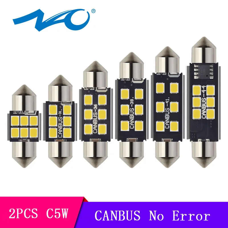 

NAO 2x c5w 31mm 28mm led CANBUS led bulb 12V 36mm Festoon No error car Interior Lights 39mm 41mm 44mm c10w lamp 2835 chips white