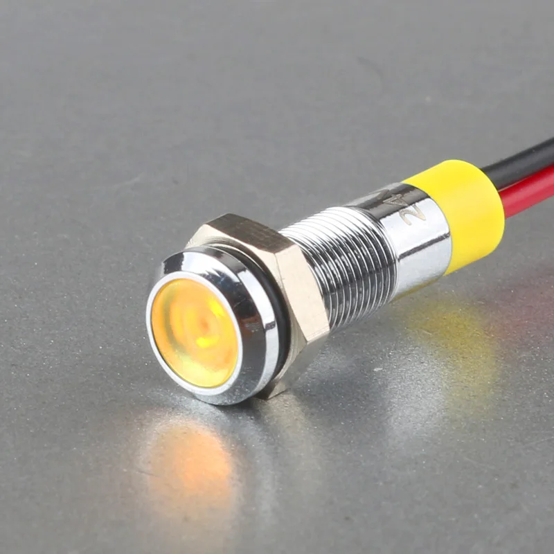 Сигнальный светильник 6 мм сигнальный светильник 5 в 12 В 24 В 220 В светодиодный индикаторный светильник с 15 см проводом YOLO