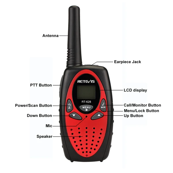 2 шт. 4 цвета Retevis RT628 мини-рация для детей + 2 шт. 1Pin гарнитура 0,5 Вт PMR FRS детская двухсторонняя рация