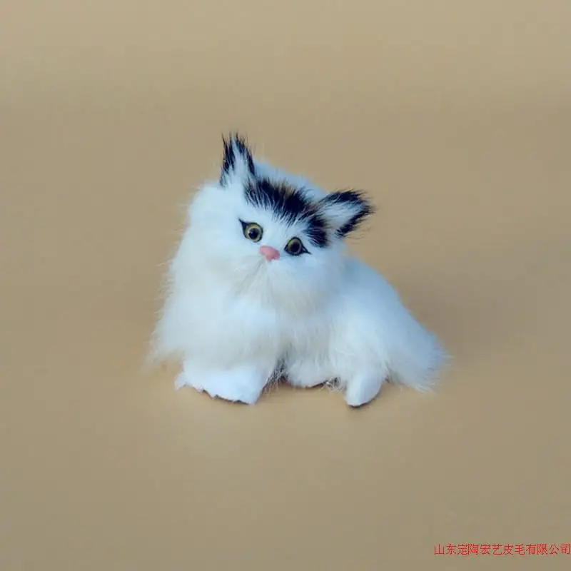 Cute Simulation Black Head Cat Plastic&fur Mini Cat Model Toy Gift ...