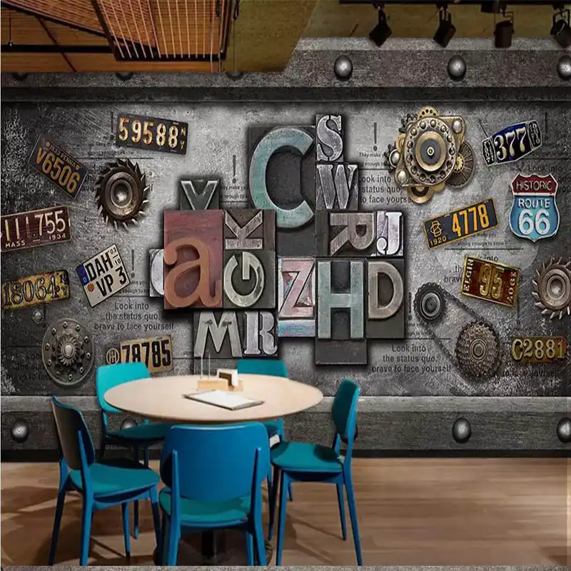 カスタム壁画ヨーロッパと米国ノスタルジックなレトロナンバープレートの背景の壁の壁紙リビングルーム壁画 Custom Mural Wallpaper Living Roomwall Wallpaper Aliexpress