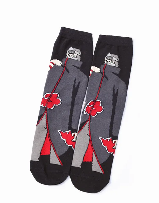 Носки с персонажами из аниме Наруто, Акацуки, мужские носки для взрослых, Pein Konan Uchiha Itachi Orochimaru Sasori Deidara Hidan, Красные Теплые забавные носки