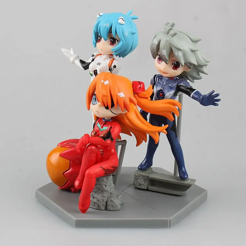 3 шт./лот, неоновые фигурки Genesis Evangelion EVA, игрушки Ayanami Rei Asuka Langley Soryu Nagisa Kaworu Q Version, модель куклы для детей