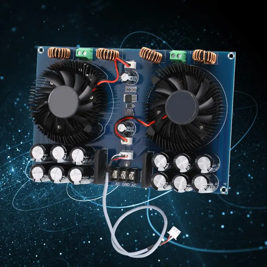 

XH-M258 Dual Chip Amplifier Board 2*420W High Power Digital Stereo Audio Power Amplifier Board TDA8954TH Dual Chip Switch Caps