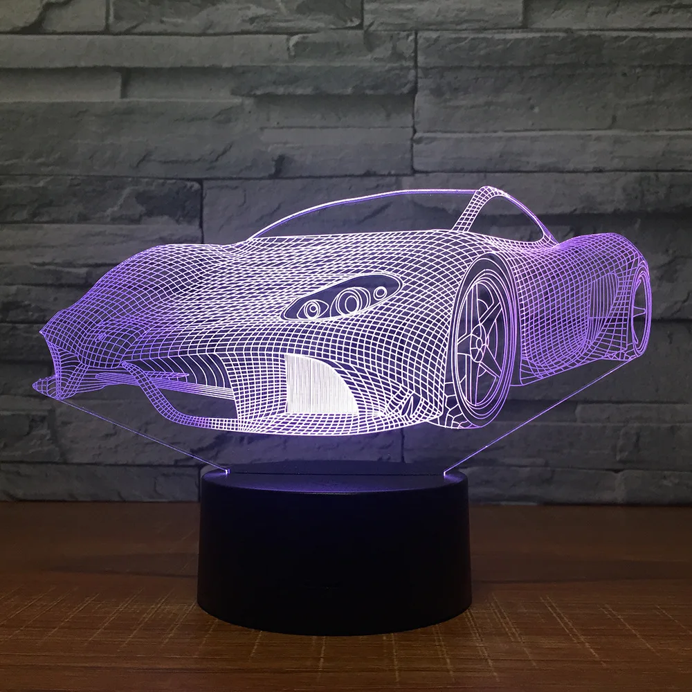7 цветов Touch Управление ночные огни творческие подарки на день рождения пользовательские Прямая 3D лампы спортивный 3D автомобиль свет