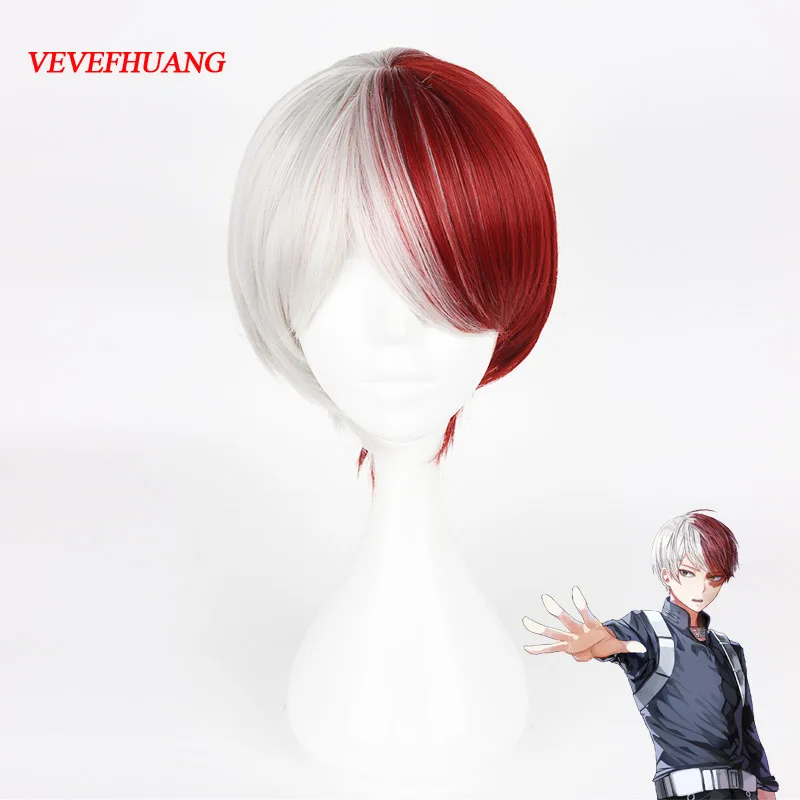 VEVEFHUANG My Hero academic Boku no Hiro akademy шото Тодороки Shouto белый и красный парик для косплея|wig