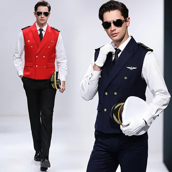 

Captain Dress Vests For Men Slim Fit Mens Business Suit Vest Male Waistcoat Homme Casual Sleeveless Formal Business Jacket