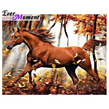 

Ever Moment Full Square Drill Diamond Painting Horse Forest Maple Leaf Diamond Embroidery 5D DIY Picture Mosaic Decor S2F353