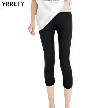

YRRETY Summer Leggings Women Legging Stretch Modal Cotton High Waist Comfortable Elastic Skinny Mid-calf Pants Fitness Trousers