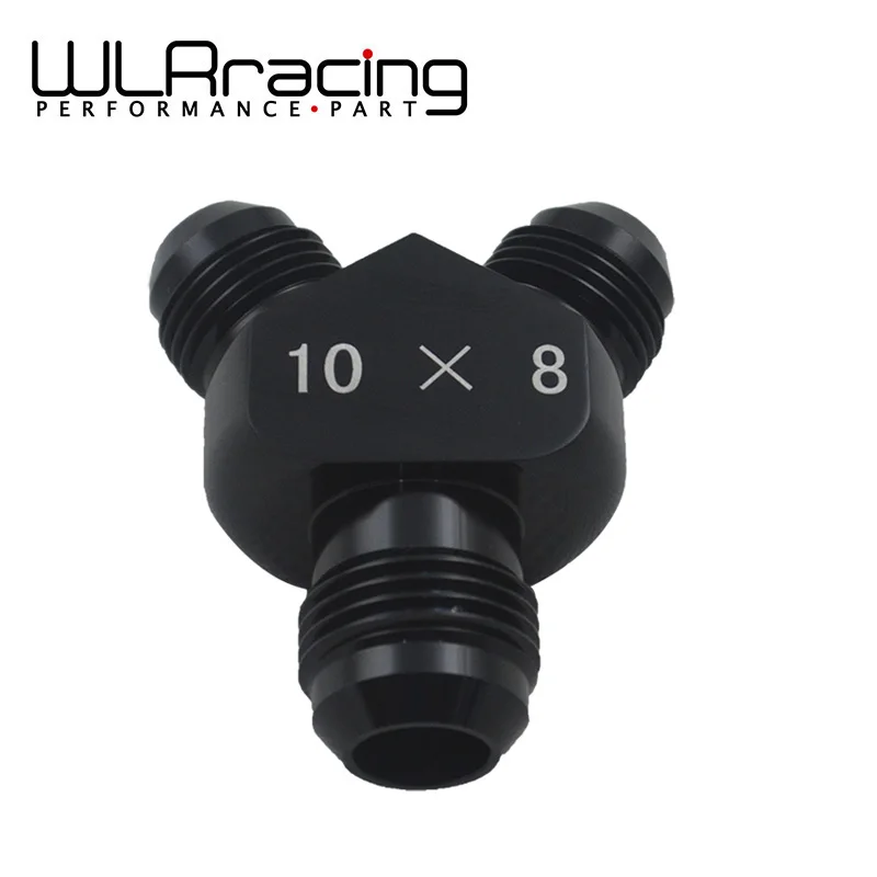 WLR RACING High quality 10x8 Wye Fuel Fitting, Black Anodized, Y