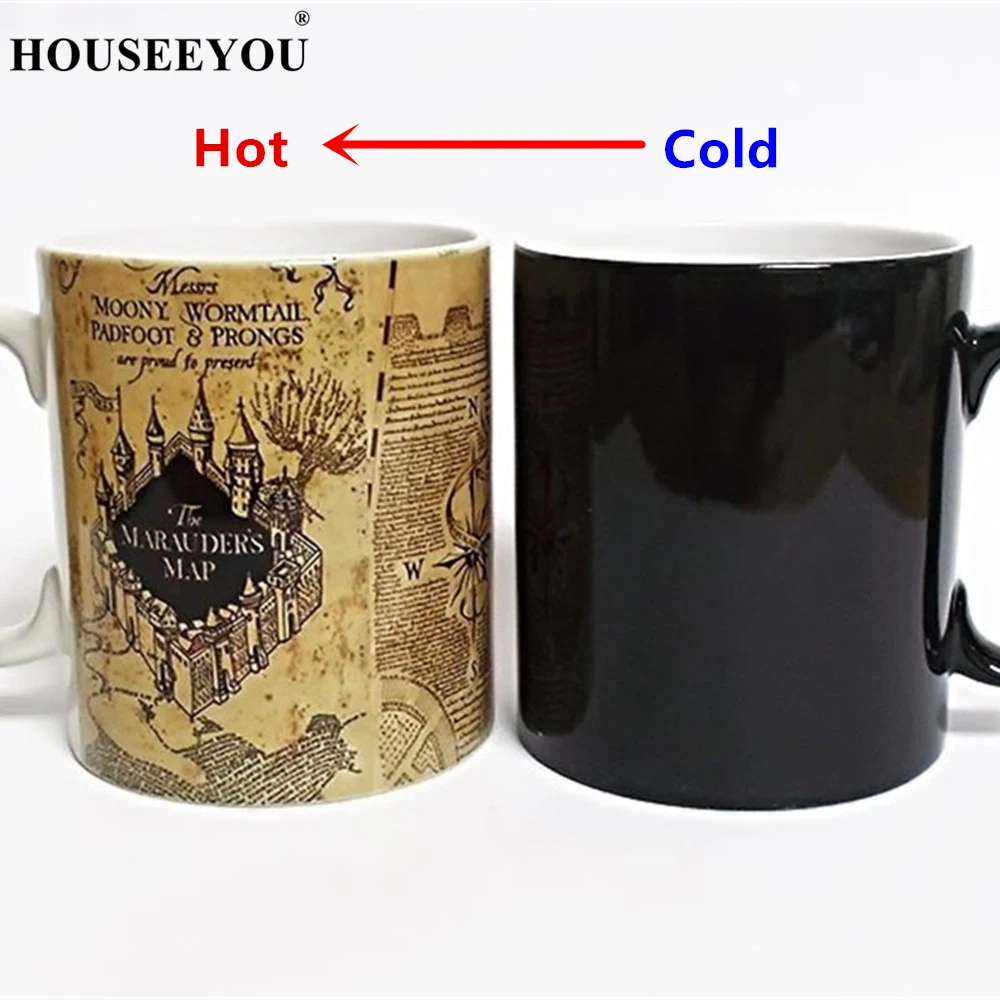 

1Pcs New Hot Magic Mug Harry Hot Drink Cup Color Changing Mug Potter Marauders Map Mischief Managed Wine Tea Cup Creative Gifts