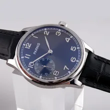 Parnis черный циферблат 44 мм Специальный@ 9 Рука обмотки Мужские часы 6497 p002