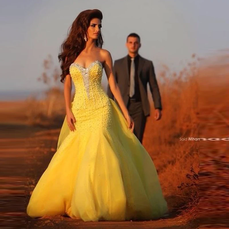 Yellow Mermaid Prom Dresses