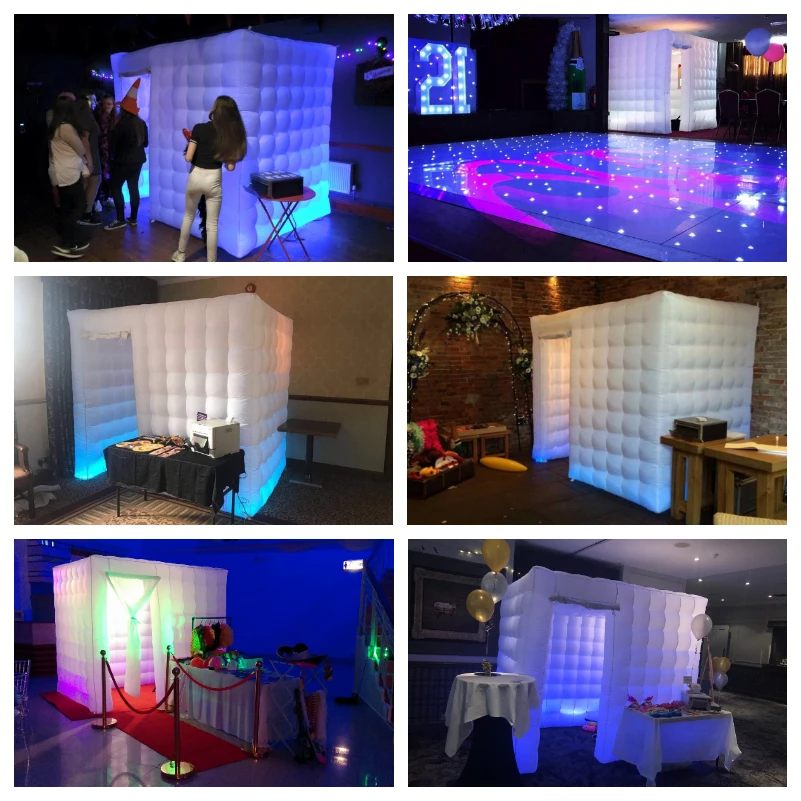 Excellent News 8.2ft*5.9ft*7.38ft mini Inflatable photo booth party Backdrop stand  with LED strip on bottom Inflatable Tent For party 8