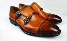 

Micholediys Handmade All-match Mens Leather Munch Breasted British Style Monks Men's wedding Party and Dress Shoes
