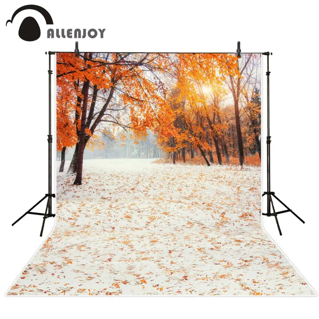 

Allenjoy photography background autumn golden tree trail beautiful forest sunshine for photo studio background for photo shoots