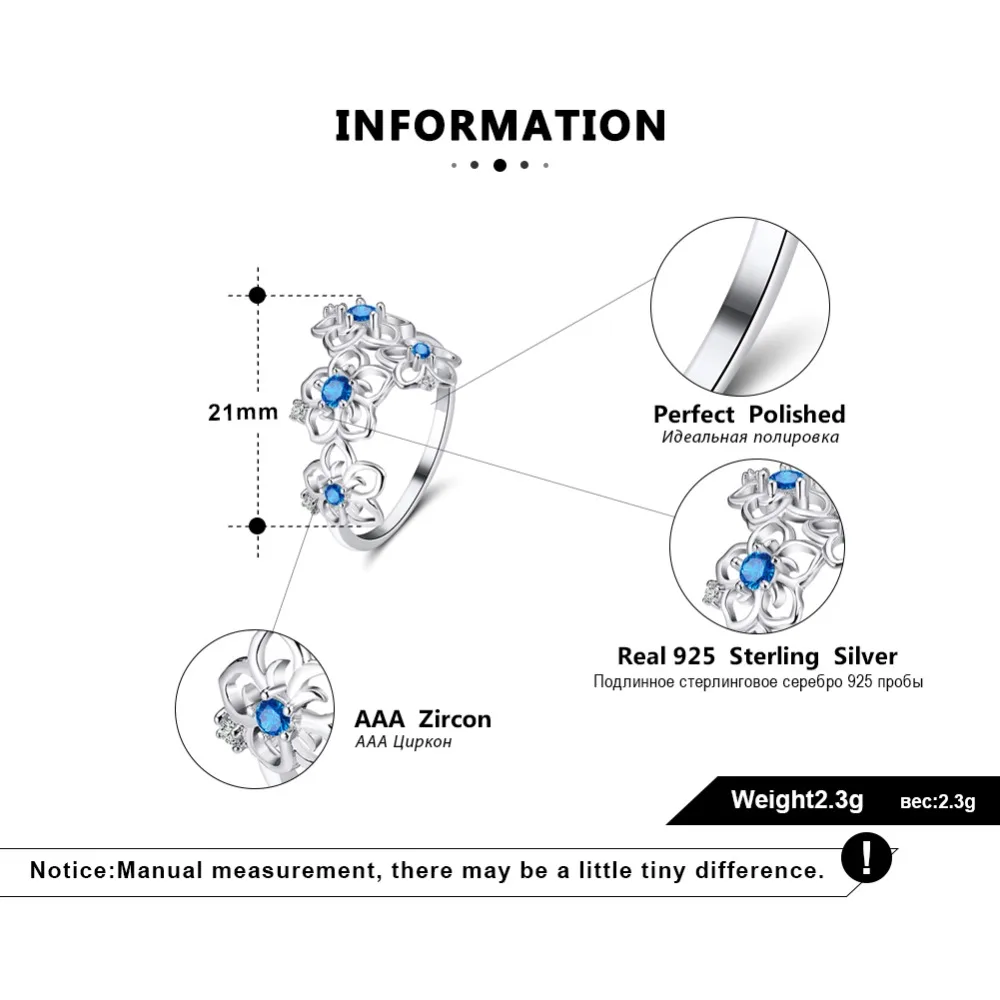 ORSA JEWELS Настоящее Стерлинговое серебро женские кольца в виде цветов AAA циркон голубой фиолетовый прозрачный красный блестящий циркон женское кольцо для вечеринки SR91