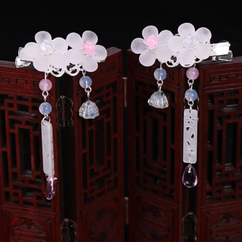 

2Pcs Sweet Crystal Flower Hair Pins Headpiece Tiaras Floral Beads Women Girls Hairpins Hair Jewelry Wedding Hair Accessories VL