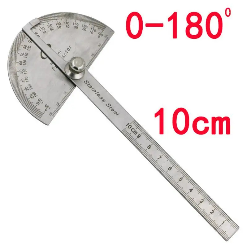 Профессиональный нержавеющий стальной транспортир 0-180 градусов круглая головка с 4 дюймовым 10 см линейкой измерительные и измерительные инструменты