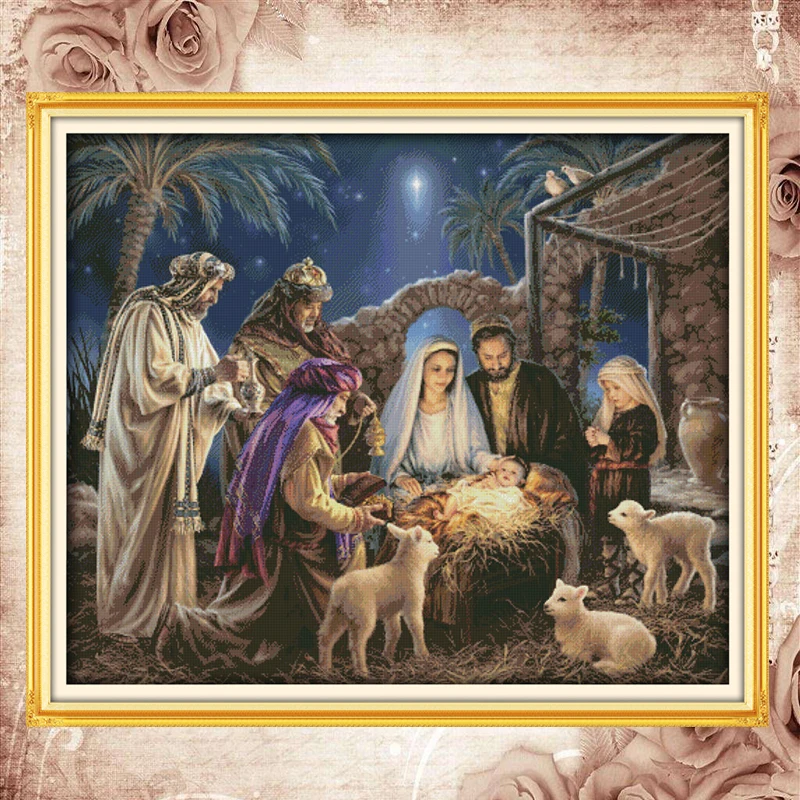 Joy Sunday cross stitch kits birth of baby Jesus DMC14CT11CT cotton