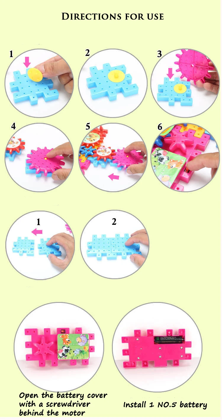 Новые детские DIY шестерни электрические сборные блоки конструктора игрушки красочные сборки строительные блоки обучающая игрушка